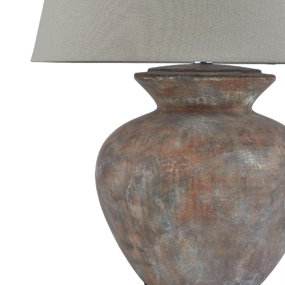 hill interiors Siena Brown Round Table Lamp With Linen Shade