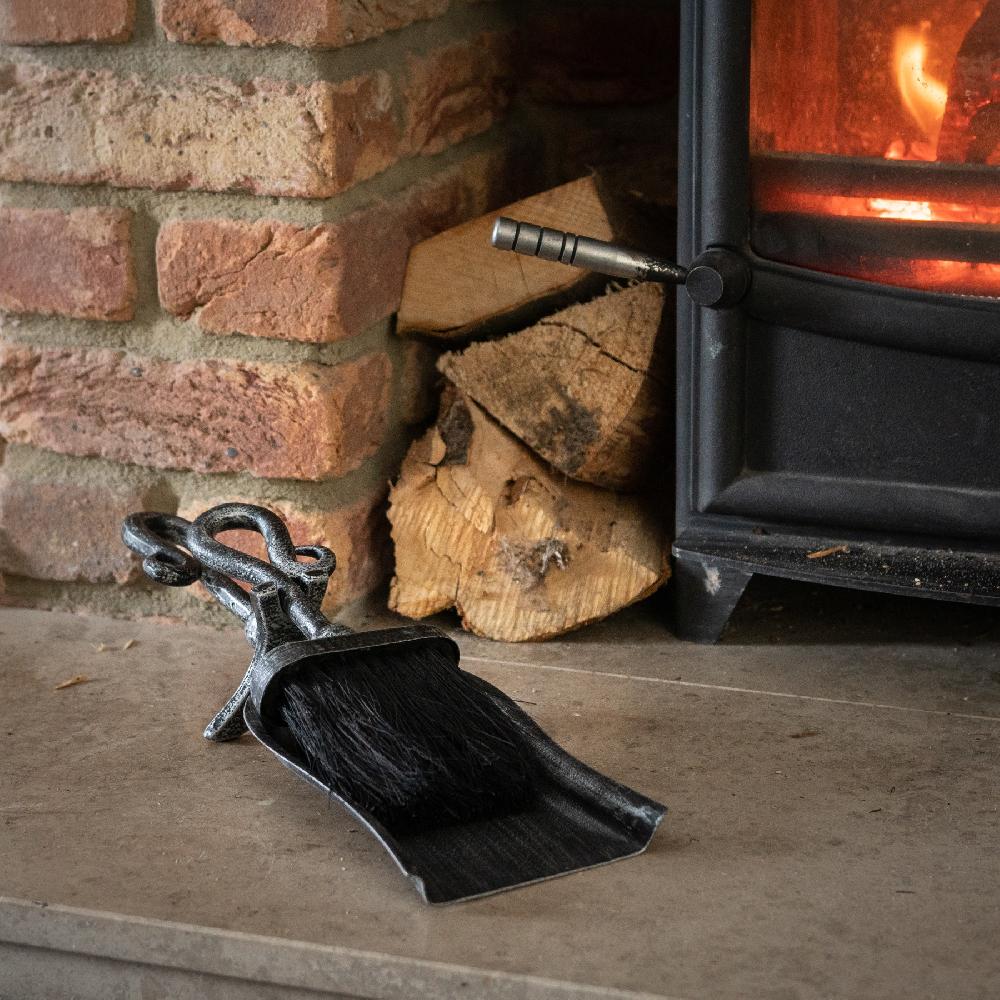 Hill Interiors Silver Brushed Steel Crook Top Hearth Tidy Set