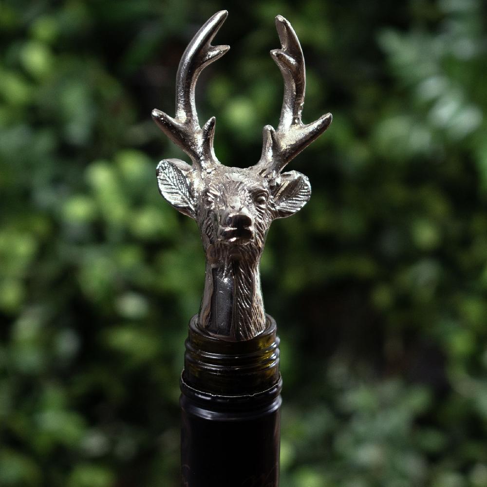 Hill Interiors Silver Nickel Reindeer Bottle Stopper