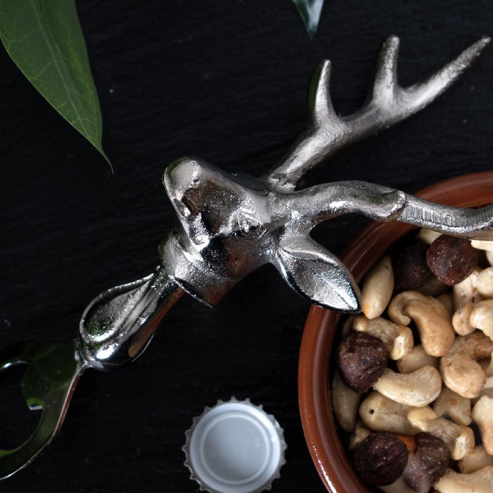 Hill Interiors Silver Nickel Stag Head Detail Bottle Opener