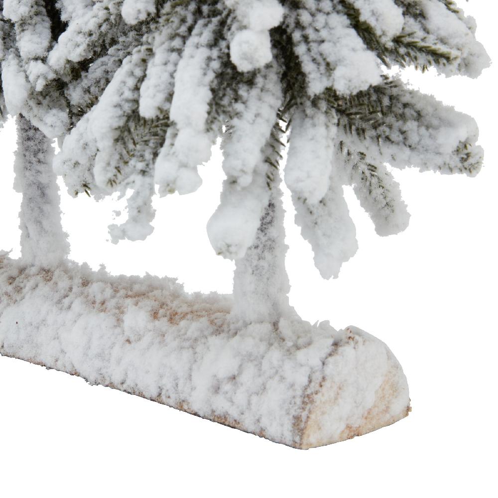 Hill Interiors Small Snowy Fir Tree Duo On Wood Log