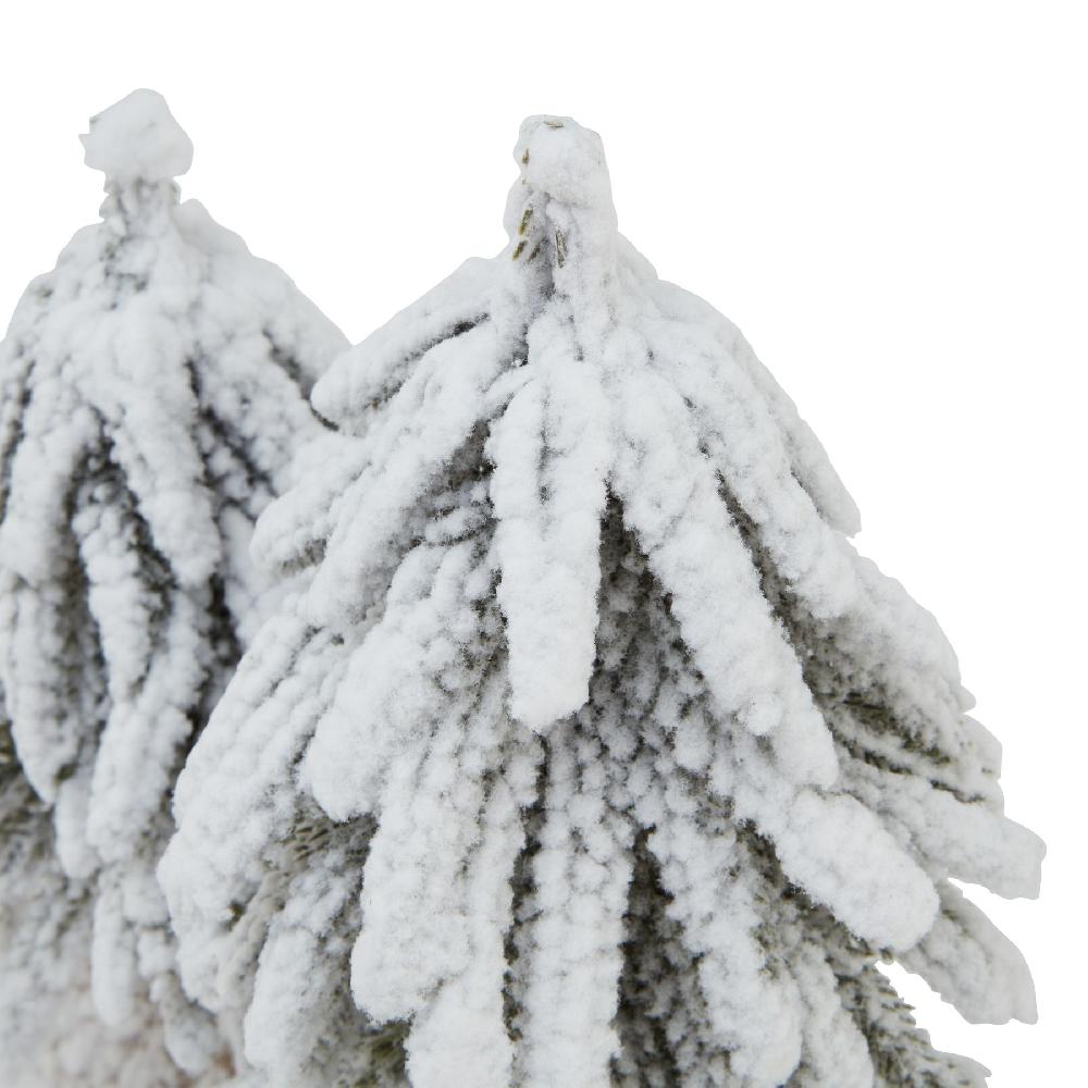 hill interiors Small Snowy Fir Tree Duo On Wood Log