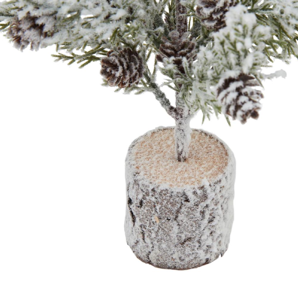 Hill Interiors Small Snowy Fir Tree With Pinecones In Wood Log