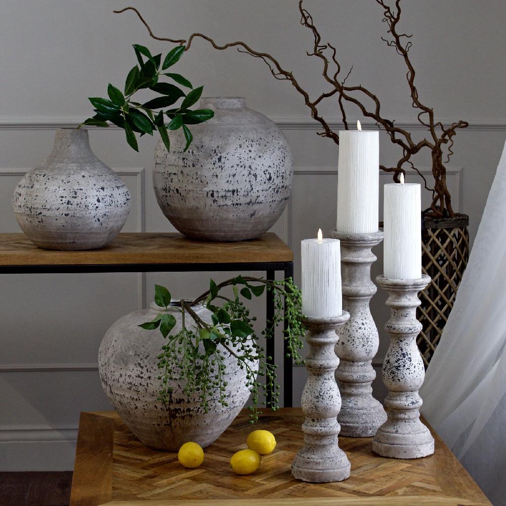 Hill Interiors Small Stone Ceramic Column Candle Holder