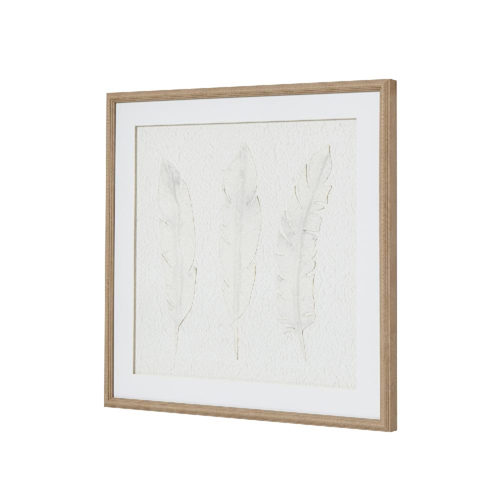 hill interiors Solli White Feathers Art Mounted In Beaded Frame