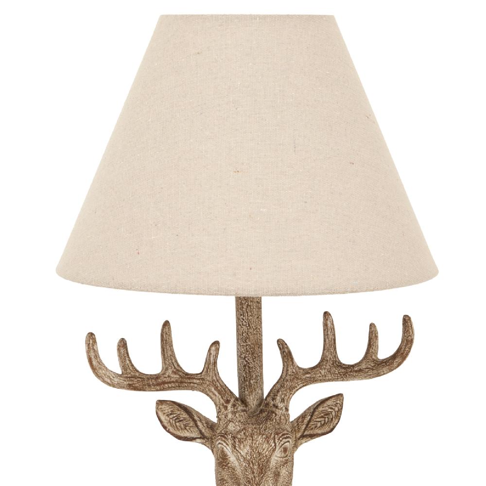 Hill Interiors Stonewashed Stag Head Table Lamp With Linen Shade
