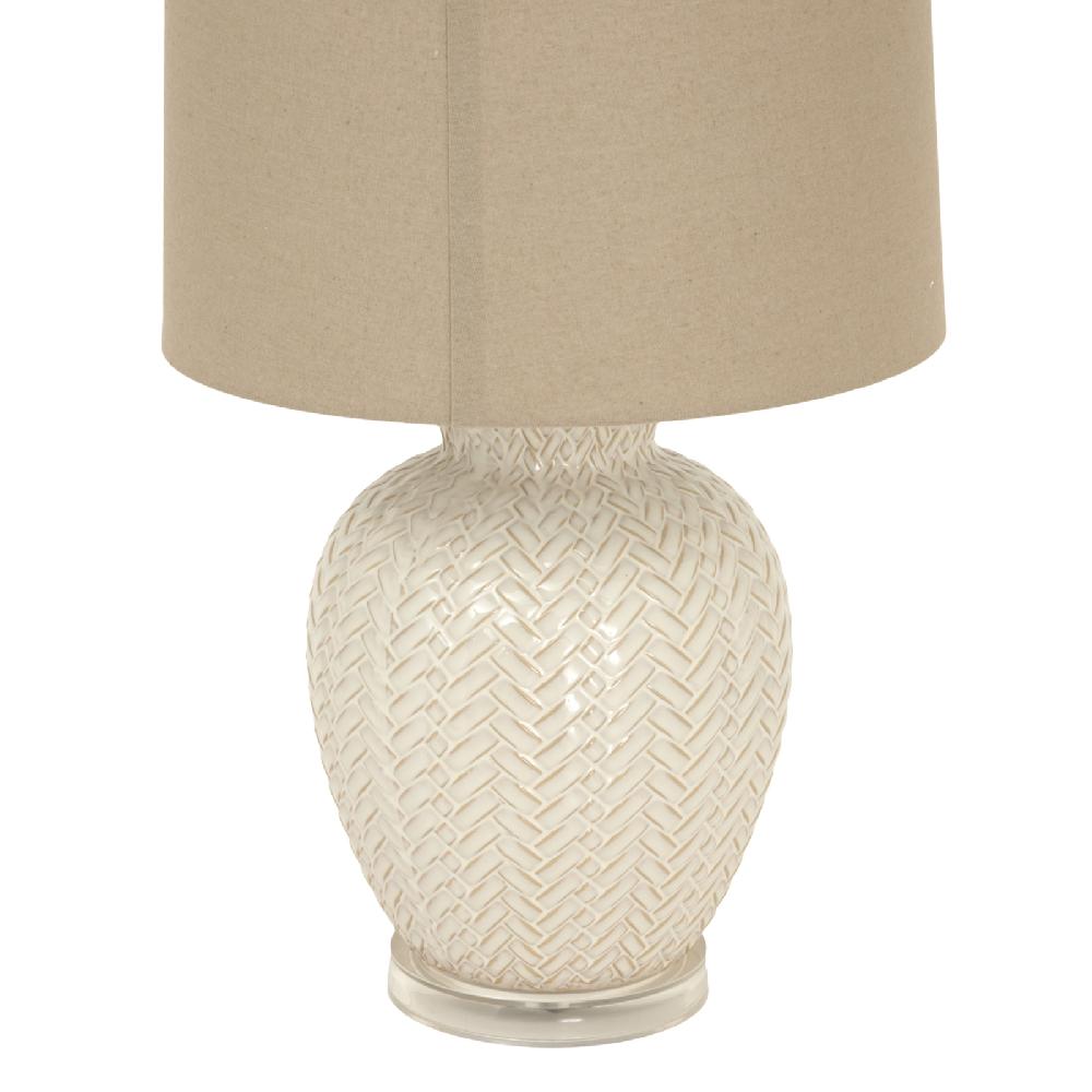 hill interiors Twill Weave Ceramic Table Lamp With Linen Shade