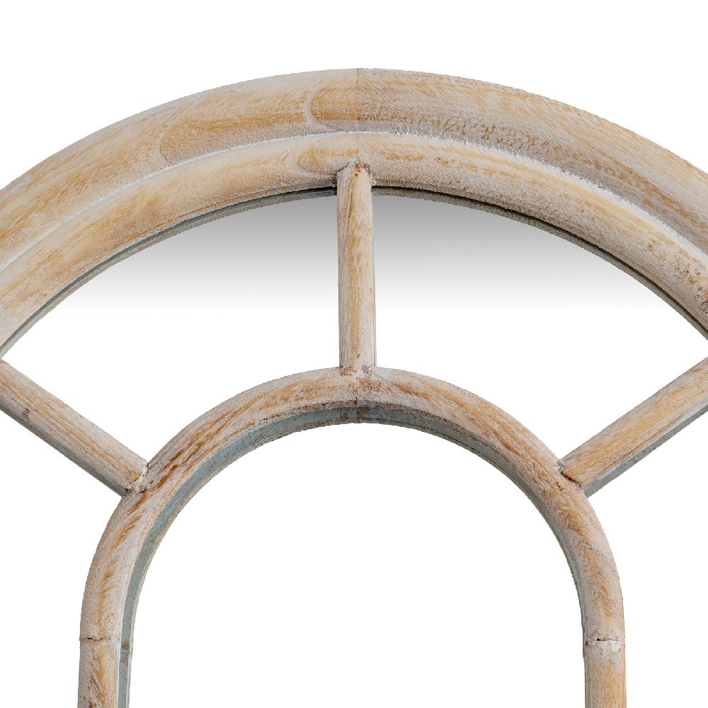 hill interiors Washed Wood Tall Arched Window Mirror