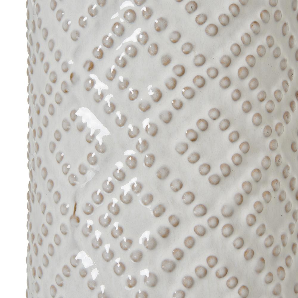 Hill Interiors White Beaded Ceramic Lamp With Linen Shade