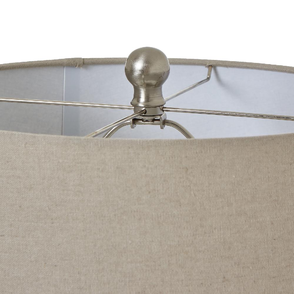 hill interiors White Beaded Ceramic Lamp With Linen Shade