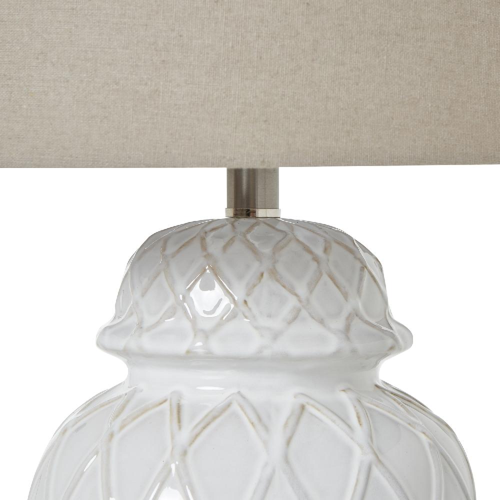 Hill Interiors White Ceramic Ginger Jar Lamp With Linen Shade