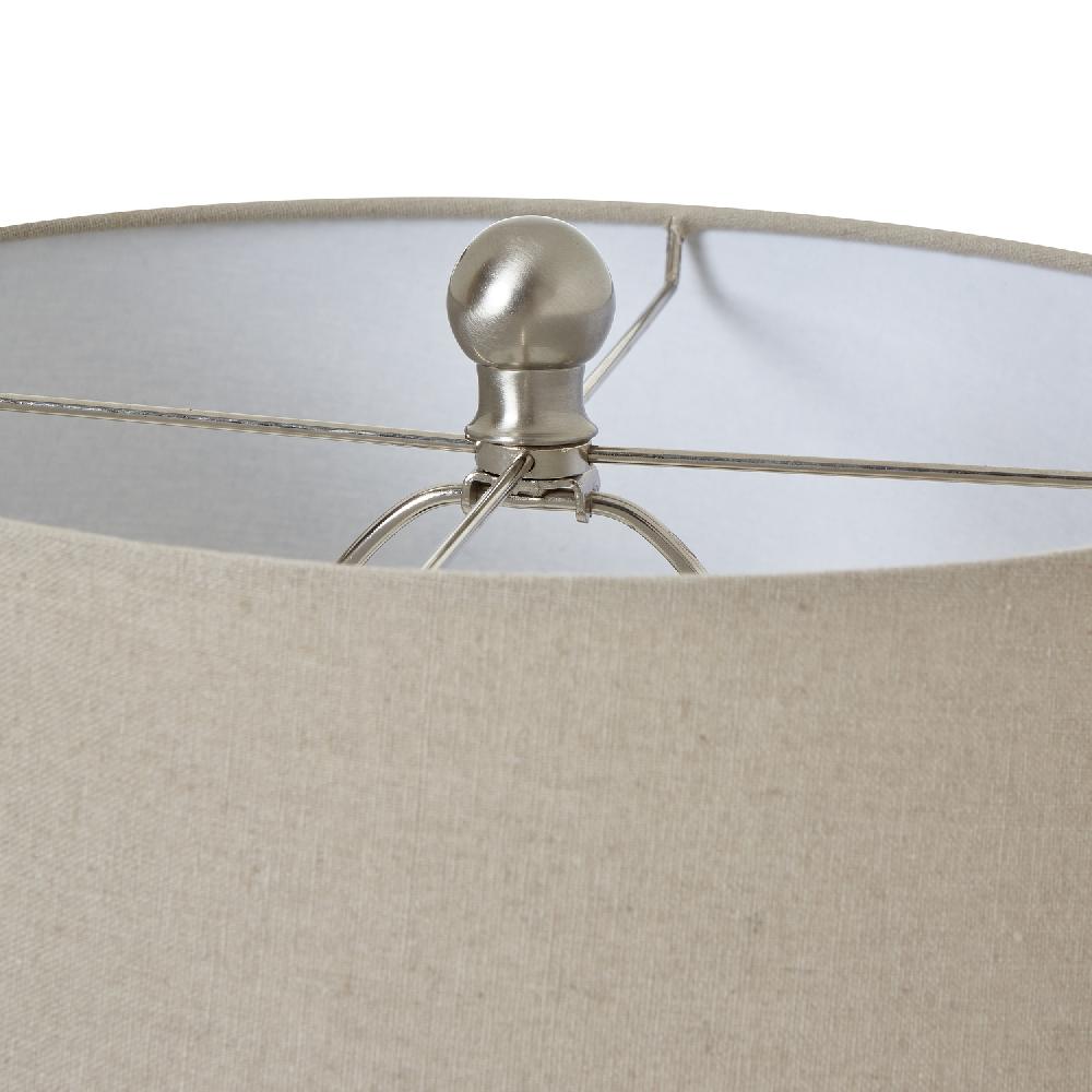 hill interiors White Ceramic Ginger Jar Lamp With Linen Shade