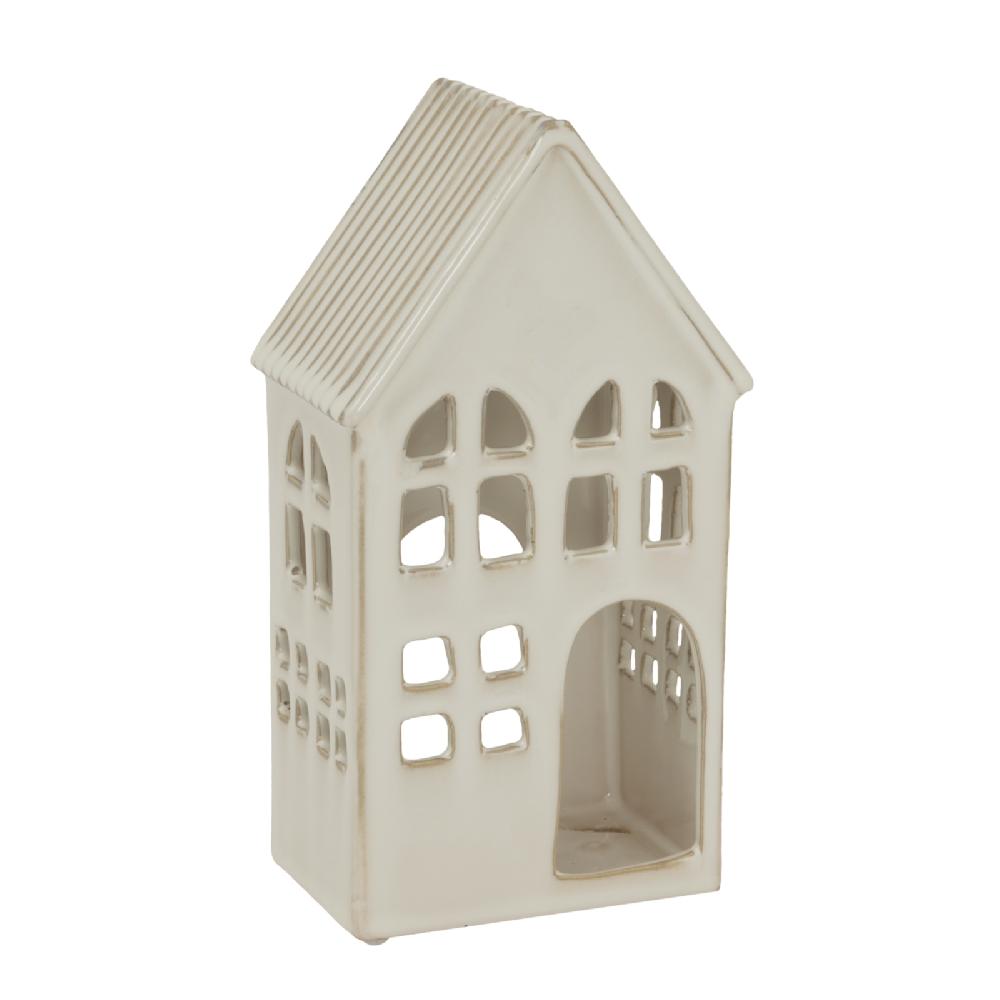 hill interiors White Ceramic House Tea Light Holder