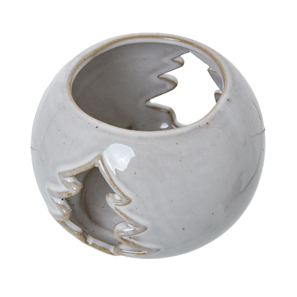 hill interiors White Ceramic Tree Cut-Out Round Tealight Holder