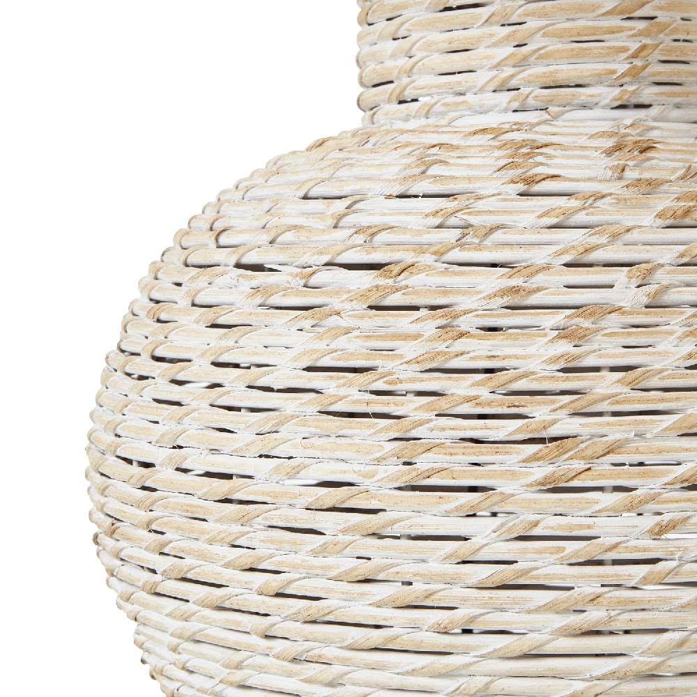 Hill Interiors White Wash Bulbous Wicker Table Lamp With Linen Shade