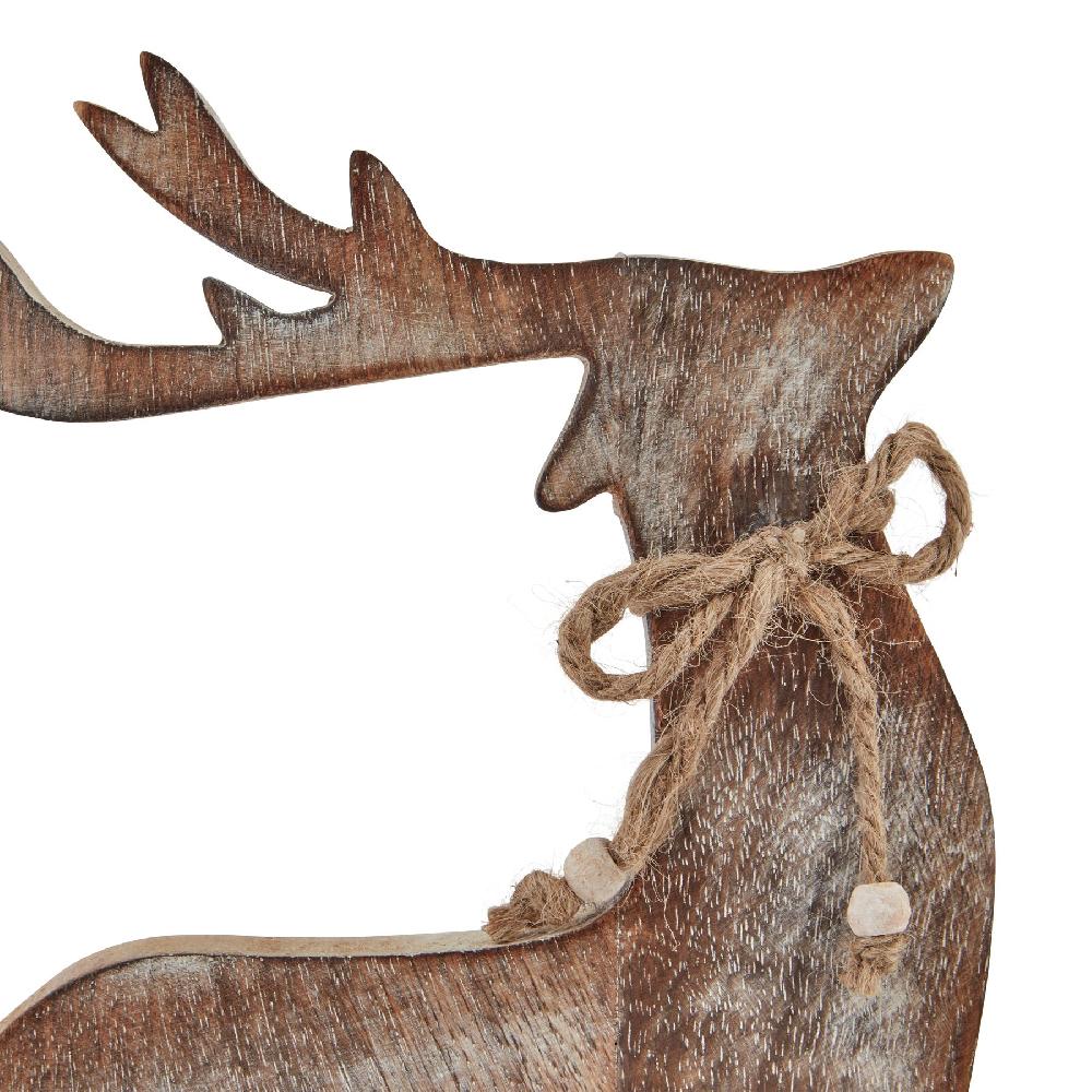 Hill Interiors White Wash Collection Wooden Reindeer Decoration