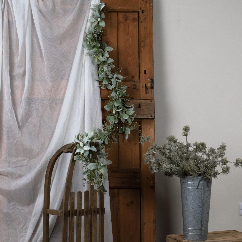 Hill Interiors Winter Garland With Lambs Ear And Wax Flower