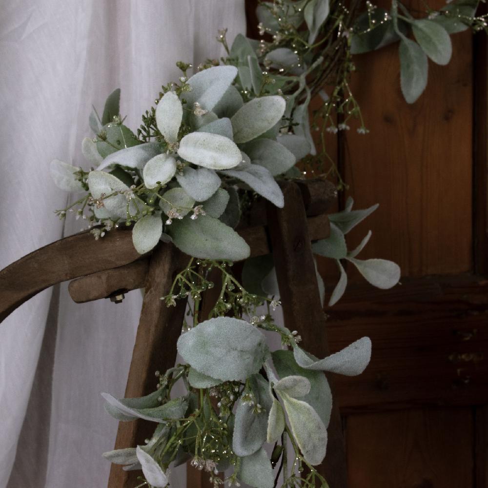 Hill Interiors Winter Garland With Lambs Ear And Wax Flower