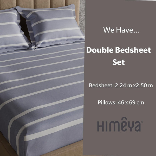 Himêya Himeya 100% Cotton 144 TC Bedsheet With 2 Pillow Covers - Candy Stripe