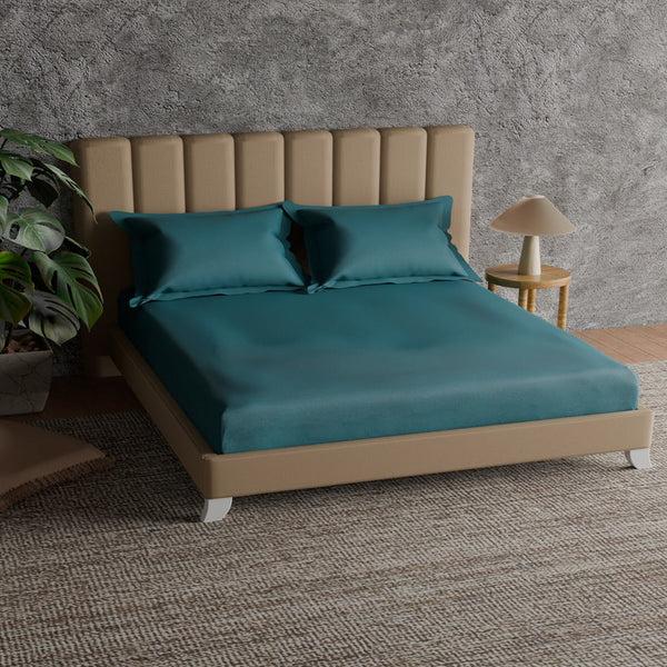 Himêya Himeya 100% Cotton 152 TC Bedsheet With 2 Pillow Covers - Deep Teal