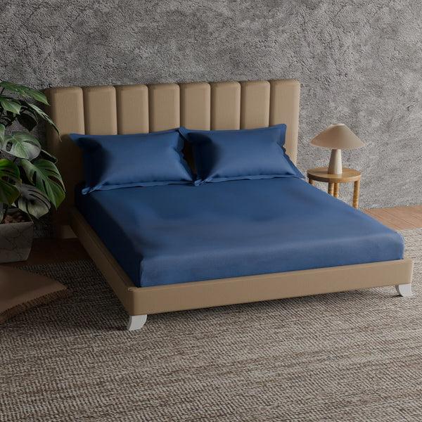 himêya Himeya 100% Cotton 152 TC Bedsheet with with 2 Pillow Covers - Palace Blue