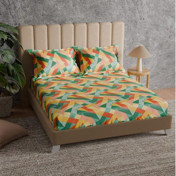 Himêya Himeya 100% Cotton 180 TC Bedsheet With 2 Pillow Covers - Delta Multi Hue