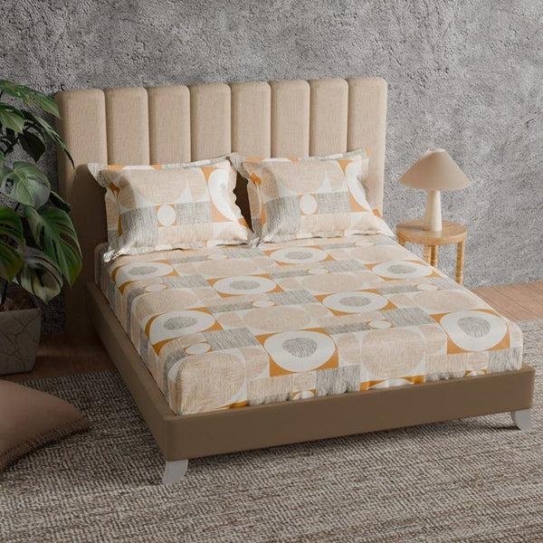 himêya Himeya 100% Cotton 180 TC Bedsheet with 2 Pillow Covers - Halo Mustard Yellow