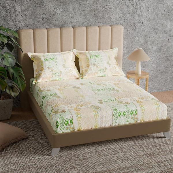 himêya Himeya 100% Cotton 180 TC Bedsheet with 2 Pillow Covers - Charbagh Meadow Green