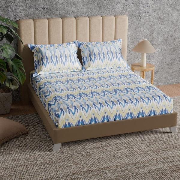 himêya Himeya 100% Cotton 180 TC Bedsheet with 2 Pillow Covers - Anmol Winter Blue