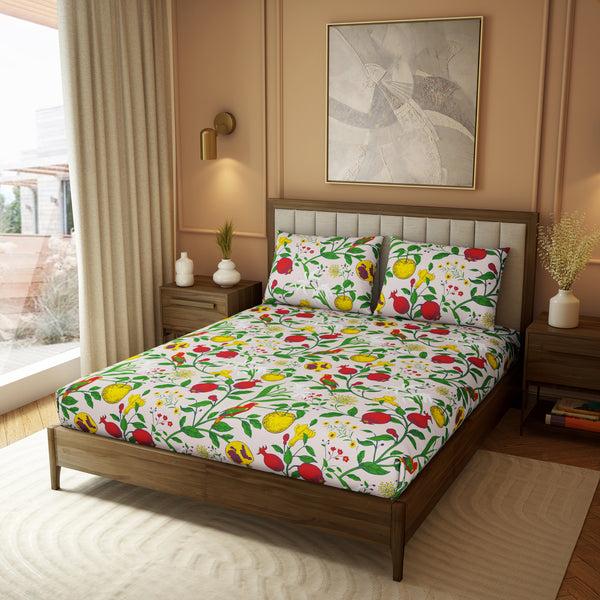 Himêya Himeya 100% Cotton 180 TC Printed Bedsheet Set | Carmine Red King | Botanical Wonder Collection