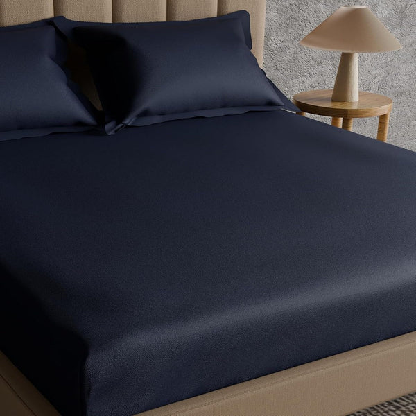 Himêya Himeya 100% Cotton 200 TC Bedsheet With 2 Pillow Covers -Medieval Blue