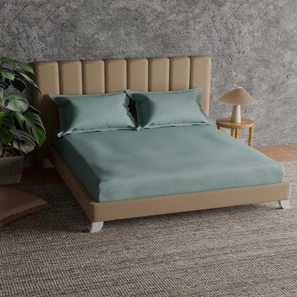 himêya Himeya 100% Cotton 200 TC Bedsheet with 2 Pillow Covers - Pastel Blue