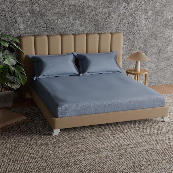 Himêya Himeya 100% Cotton 200 TC Bedsheet With 2 Pillow Covers - Cobalt Blue