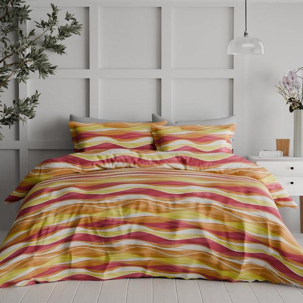 himêya Himeya 100% Cotton Bold & Beyond 120 TC King Size Sheet Set - Sunset Orange