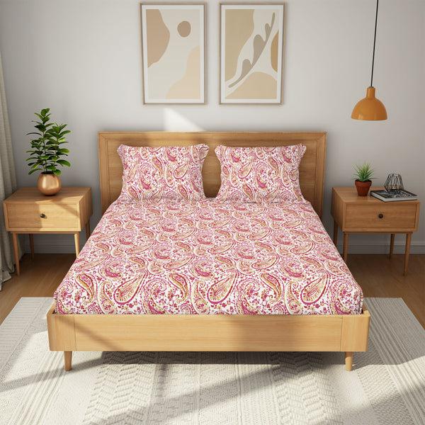 Himêya Himeya 100% Cotton Classic 144 TC Fitted Sheet Set - Fuchsia Pink