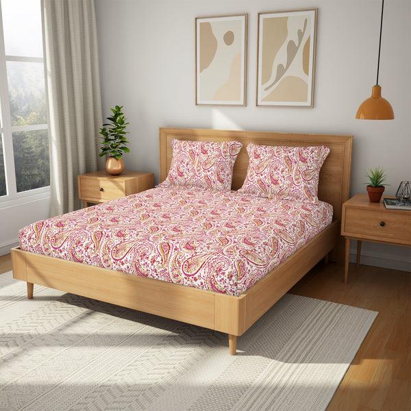 Himêya Himeya 100% Cotton Classic 144 TC Fitted Sheet Set - Fuchsia Pink