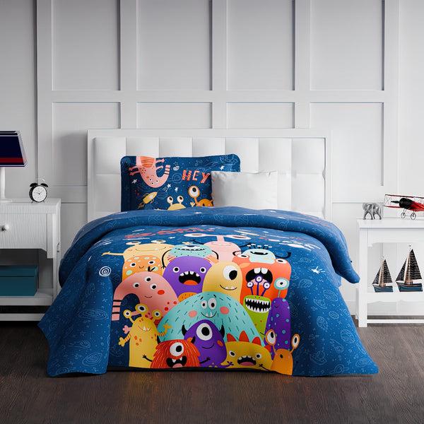 himêya Himeya 100% Cotton Play 180 TC Double Size Sheet Set - Monster Mash