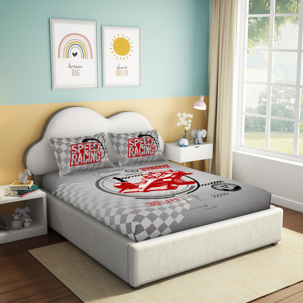 Himêya Himeya 100% Cotton Play 180 TC Percale Print Double Size Flat Sheet Set - Blaze