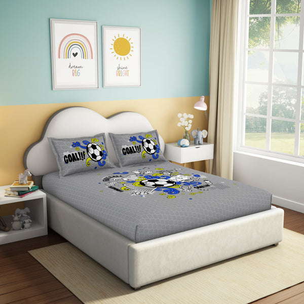 Himêya Himeya 100% Cotton Play 180 TC Percale Print King Size Flat Sheet Set - Kick It