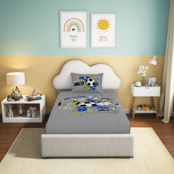 Himêya Himeya 100% Cotton Play 180 TC Percale Print Single Size Flat Sheet Set - Kick It