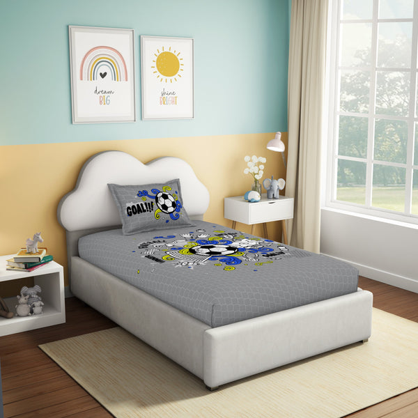 Himêya Himeya 100% Cotton Play 180 TC Percale Print Single Size Flat Sheet Set - Kick It