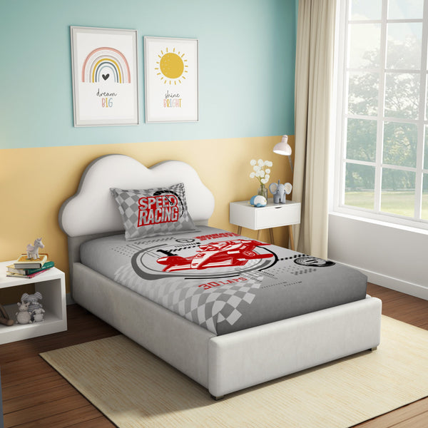 Himêya Himeya 100% Cotton Play 180 TC Percale Print Single Size Flat Sheet Set - Blaze