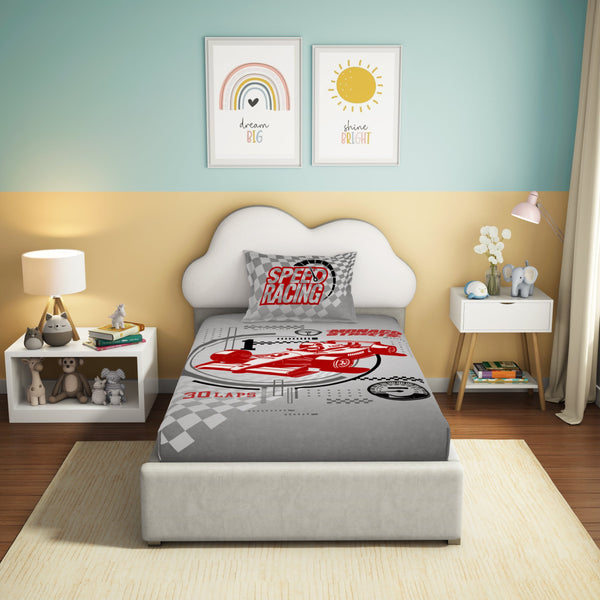 himêya Himeya 100% Cotton Play 180 TC Percale Print Single Size Flat Sheet Set - Blaze