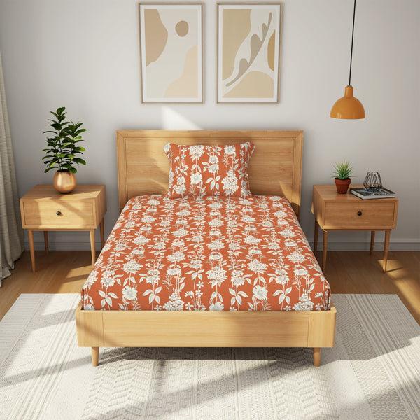 himêya Himeya 100% Cotton Tropical Garden 120 TC Flat Sheet Set - Tangerine himêya Himeya 100% Cotton Tropical Garden 120 TC Flat Sheet Set - Tangerine