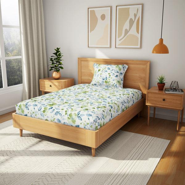 Himêya Himeya 100% Cotton Tropical Garden 120 TC Flat Sheet Set - Fresh Lime