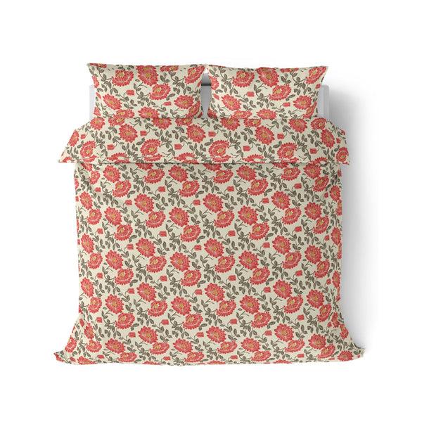 Himêya Himeya 100% Cotton Tropical Garden 120 TC King Size Sheet Set - Pink Sorbet