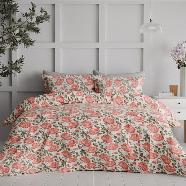 himêya Himeya 100% Cotton Tropical Garden 120 TC King Size Sheet Set - Pink Sorbet