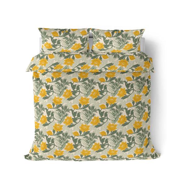 Himêya Himeya 100% Cotton Tropical Garden 120 TC King Size Sheet Set - Marigold Yellow