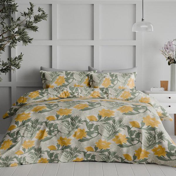 himêya Himeya 100% Cotton Tropical Garden 120 TC King Size Sheet Set - Marigold Yellow