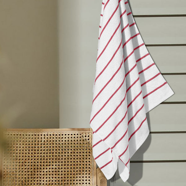 Himêya Himeya Comfort Ribbon Stripe 300 GSM Bath Towel - Chili Red